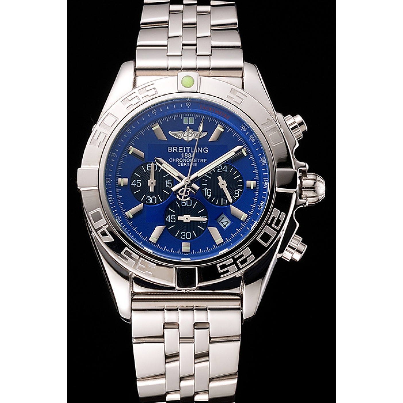 MiroTime Breitling Chronomat 44 Blue Dial with Black Subdials Stainless Steel Bracelet 622508