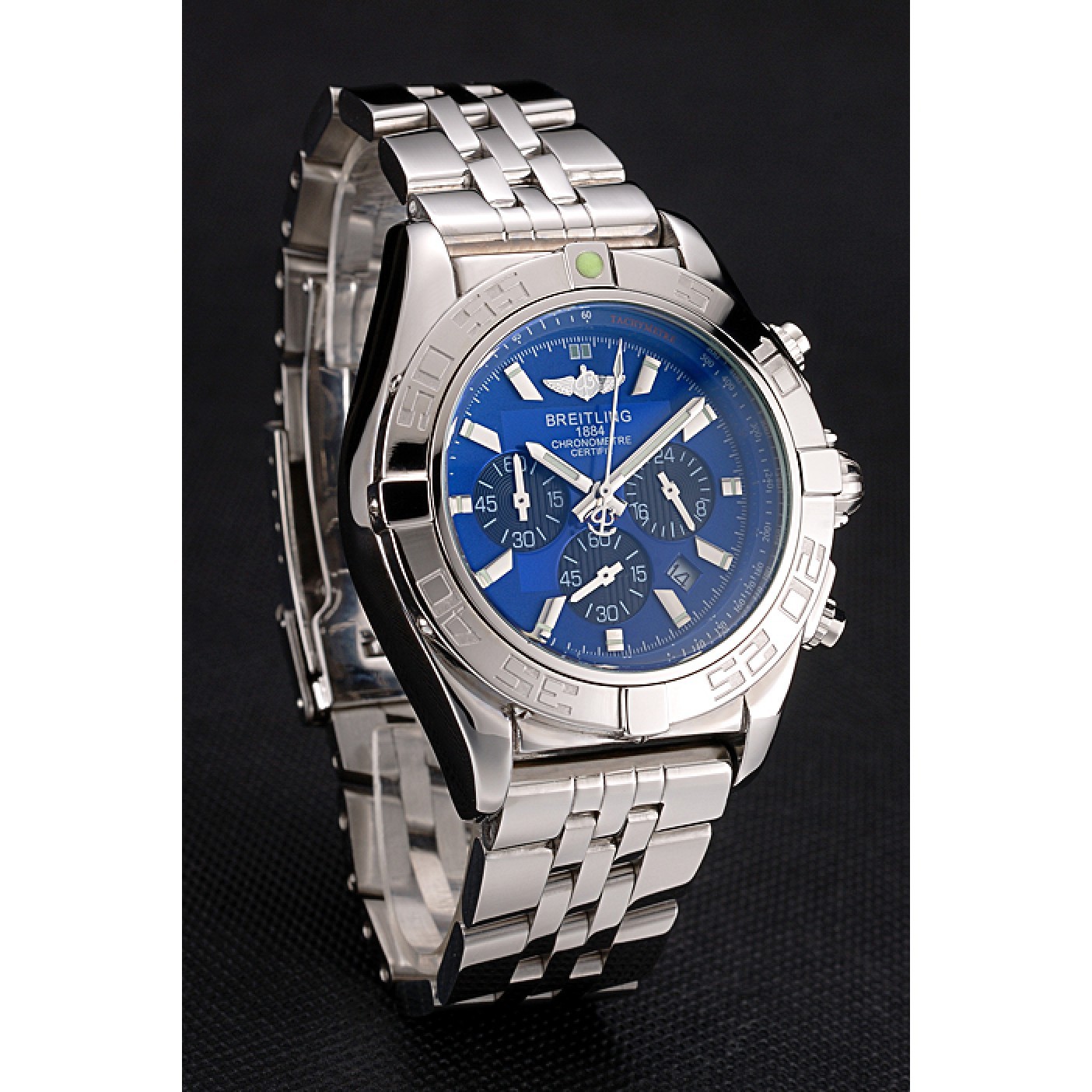 MiroTime Breitling Chronomat 44 Blue Dial with Black Subdials Stainless Steel Bracelet 622508
