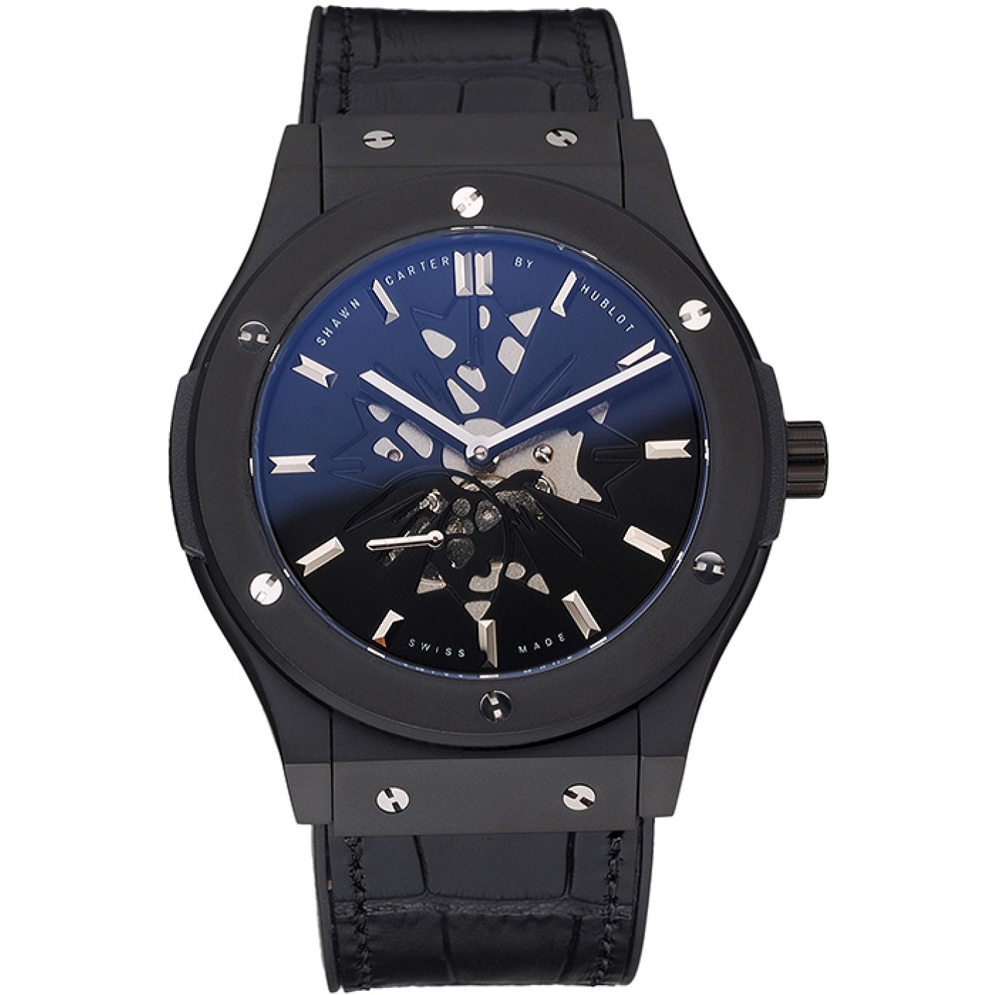 MiroTime Hublot Classic Fusion Shawn Carter Black Steel Case Black Leather Strap 622817
