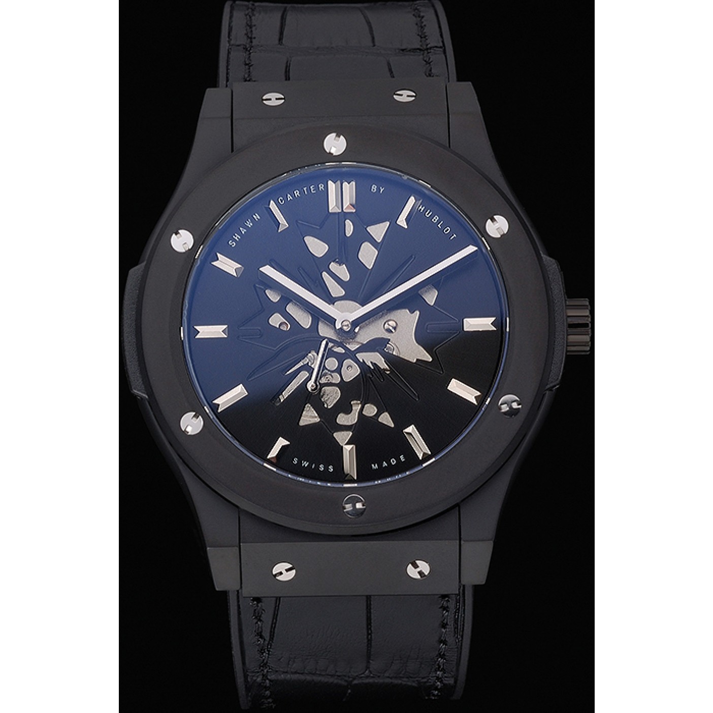 MiroTime Hublot Classic Fusion Shawn Carter Black Steel Case Black Leather Strap 622817