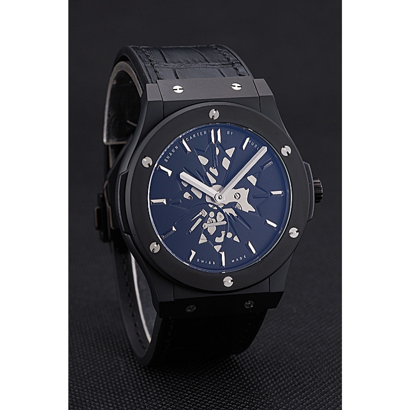 MiroTime Hublot Classic Fusion Shawn Carter Black Steel Case Black Leather Strap 622817