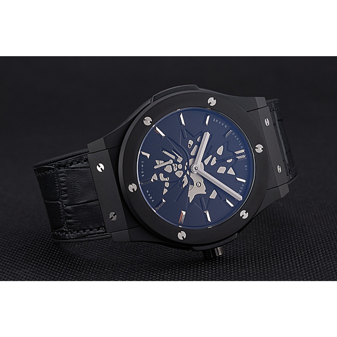 MiroTime Hublot Classic Fusion Shawn Carter Black Steel Case Black Leather Strap 622817