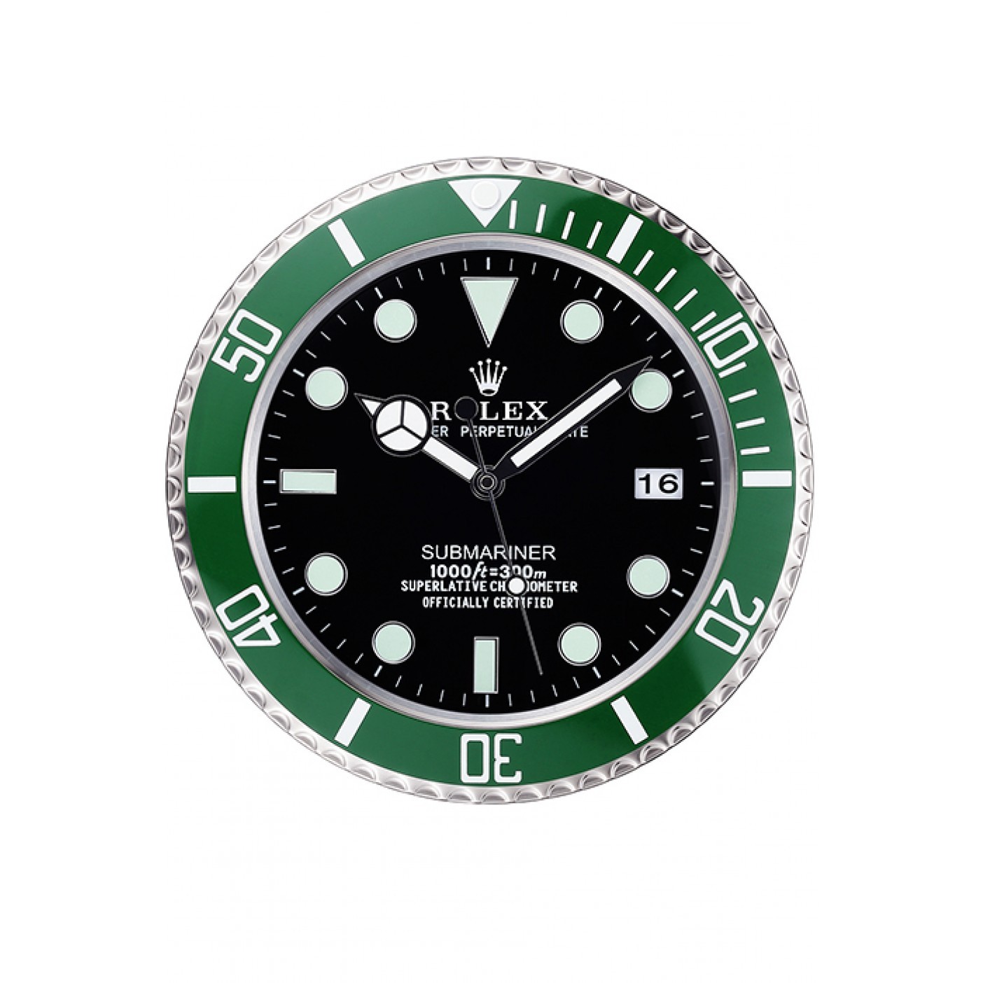 MiroTime Rolex Submariner Wall Clock Silver-Green 621912