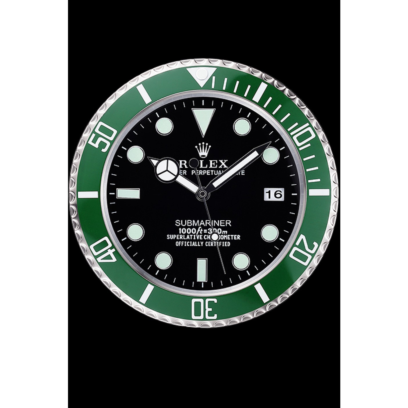 MiroTime Rolex Submariner Wall Clock Silver-Green 621912