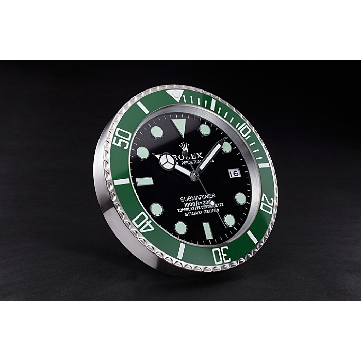 MiroTime Rolex Submariner Wall Clock Silver-Green 621912