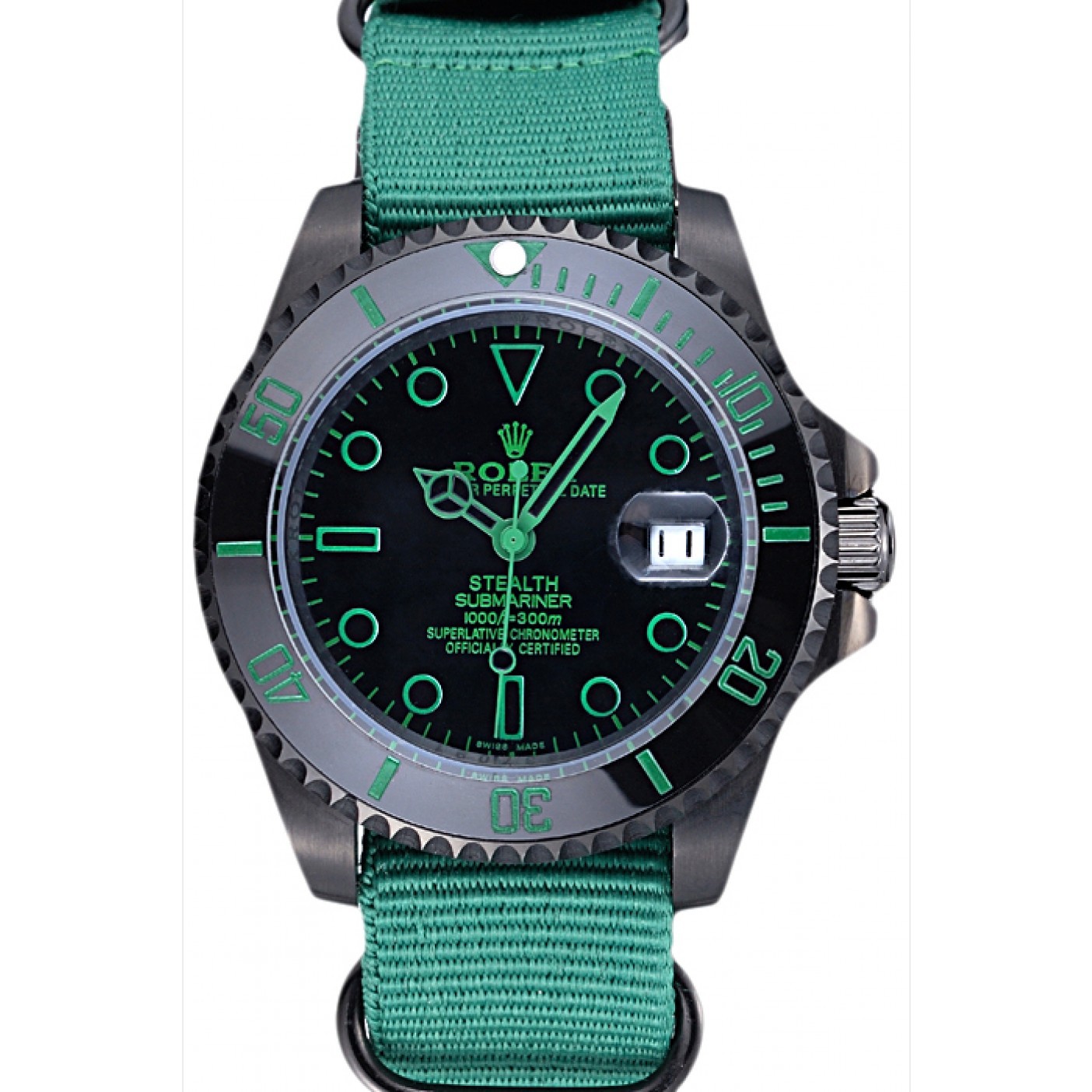 MiroTime Rolex Stealth Submariner Green Nylon Strap 622009