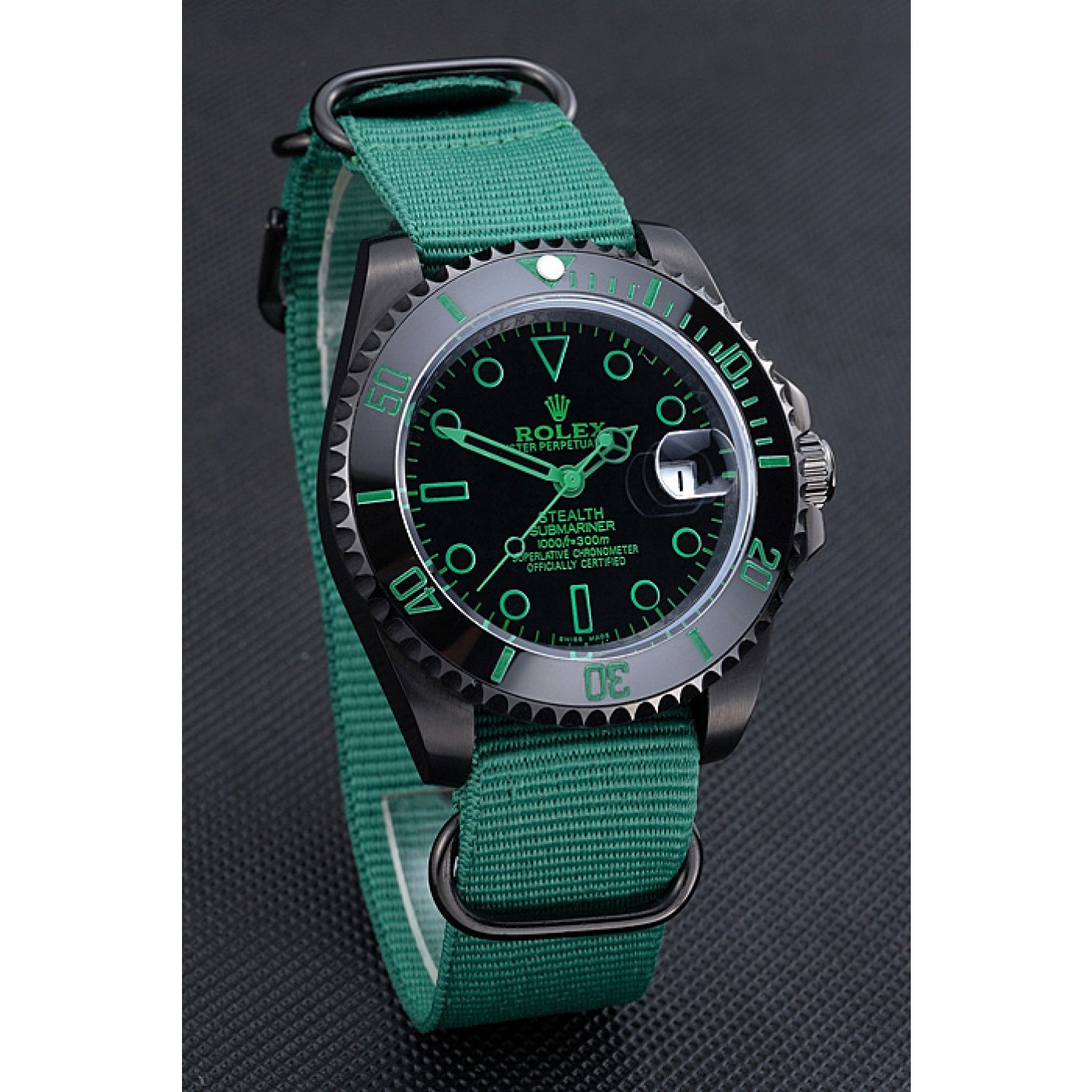 MiroTime Rolex Stealth Submariner Green Nylon Strap 622009