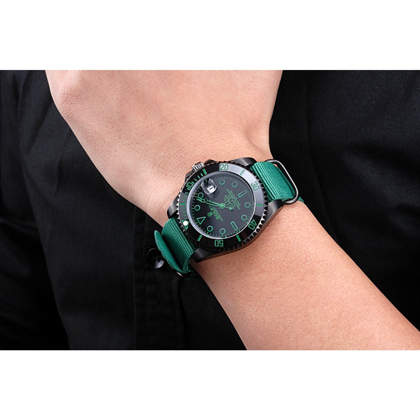 MiroTime Rolex Stealth Submariner Green Nylon Strap 622009