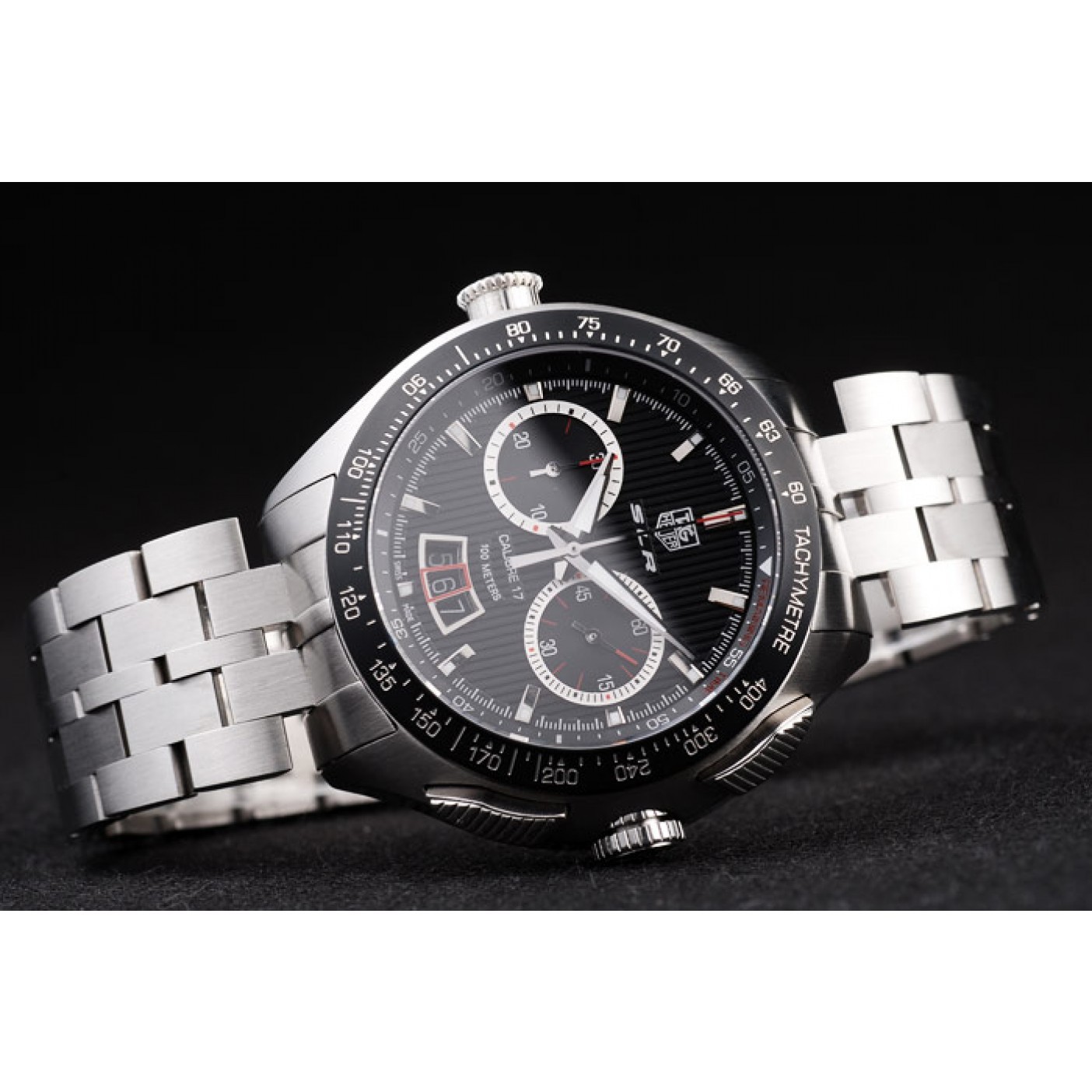 MiroTime Tag Heuer Swiss SLR Tachymeter Bezel Stainless Steel Black Dial