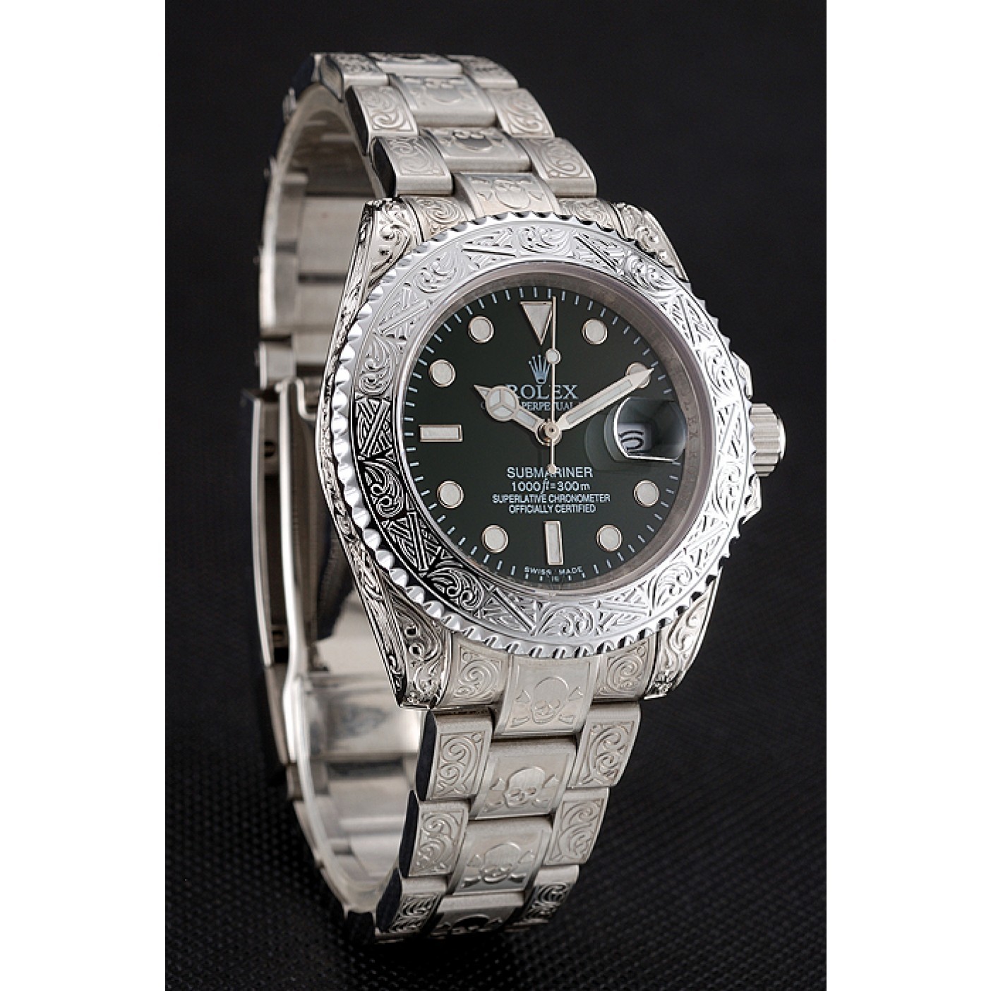 MiroTime Rolex Submariner Skull Limited Edition Green Dial White Case And Bracelet 1454080