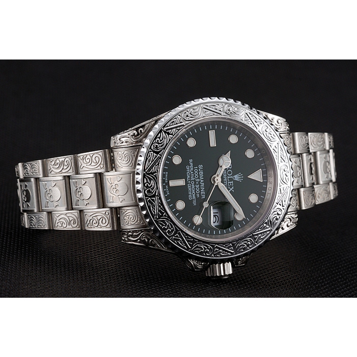 MiroTime Rolex Submariner Skull Limited Edition Green Dial White Case And Bracelet 1454080