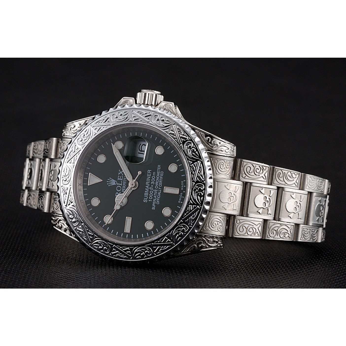 MiroTime Rolex Submariner Skull Limited Edition Green Dial White Case And Bracelet 1454080