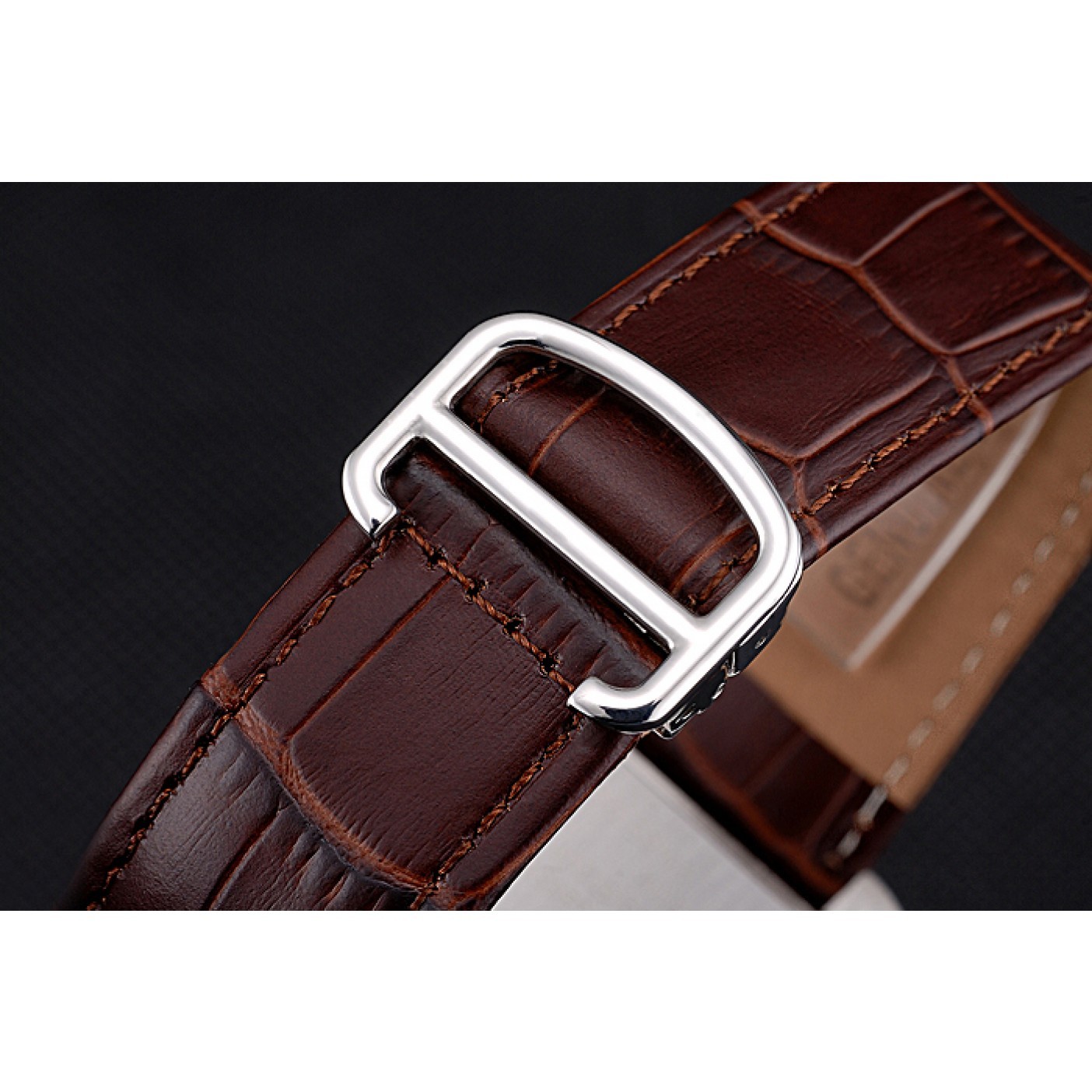 MiroTime Cartier Tank MC Brown Dial Stainless Steel Case Brown Leather Bracelet 622692