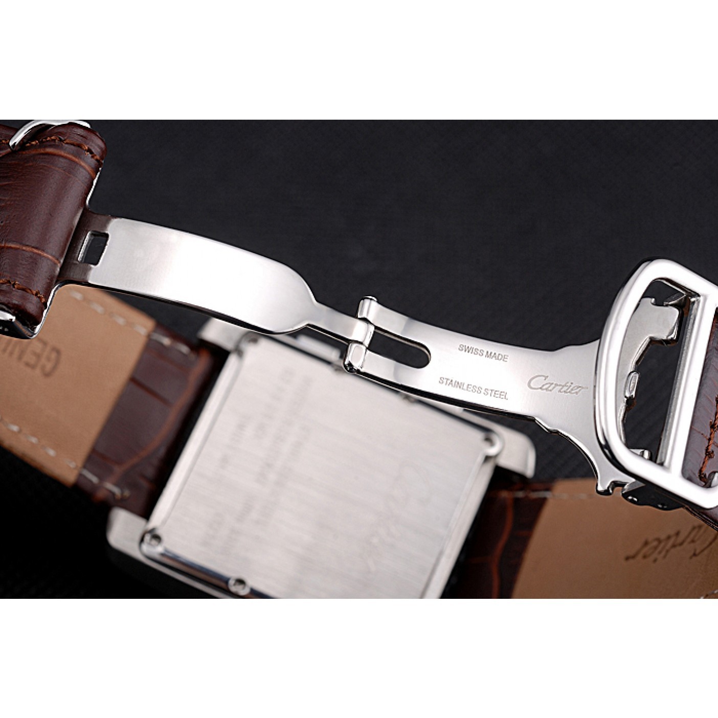 MiroTime Cartier Tank MC Brown Dial Stainless Steel Case Brown Leather Bracelet 622692