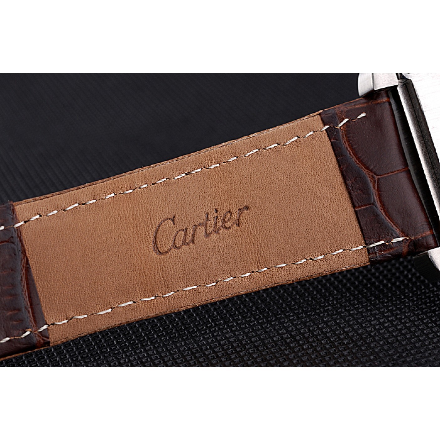 MiroTime Cartier Tank MC Brown Dial Stainless Steel Case Brown Leather Bracelet 622692