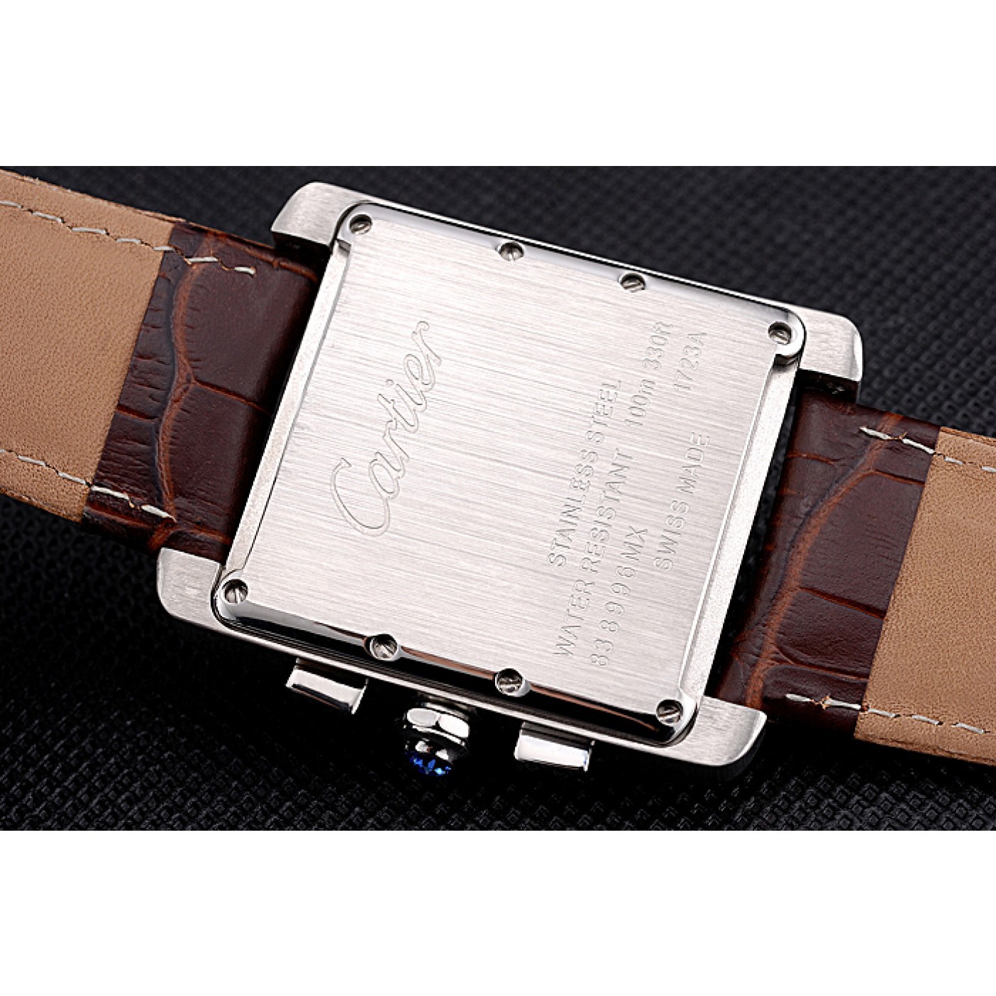 MiroTime Cartier Tank MC Brown Dial Stainless Steel Case Brown Leather Bracelet 622692