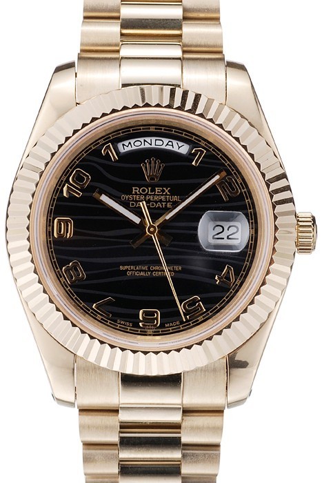 MiroTime Rolex Daytona Rose Gold Case Black Dial Black Leather Strap