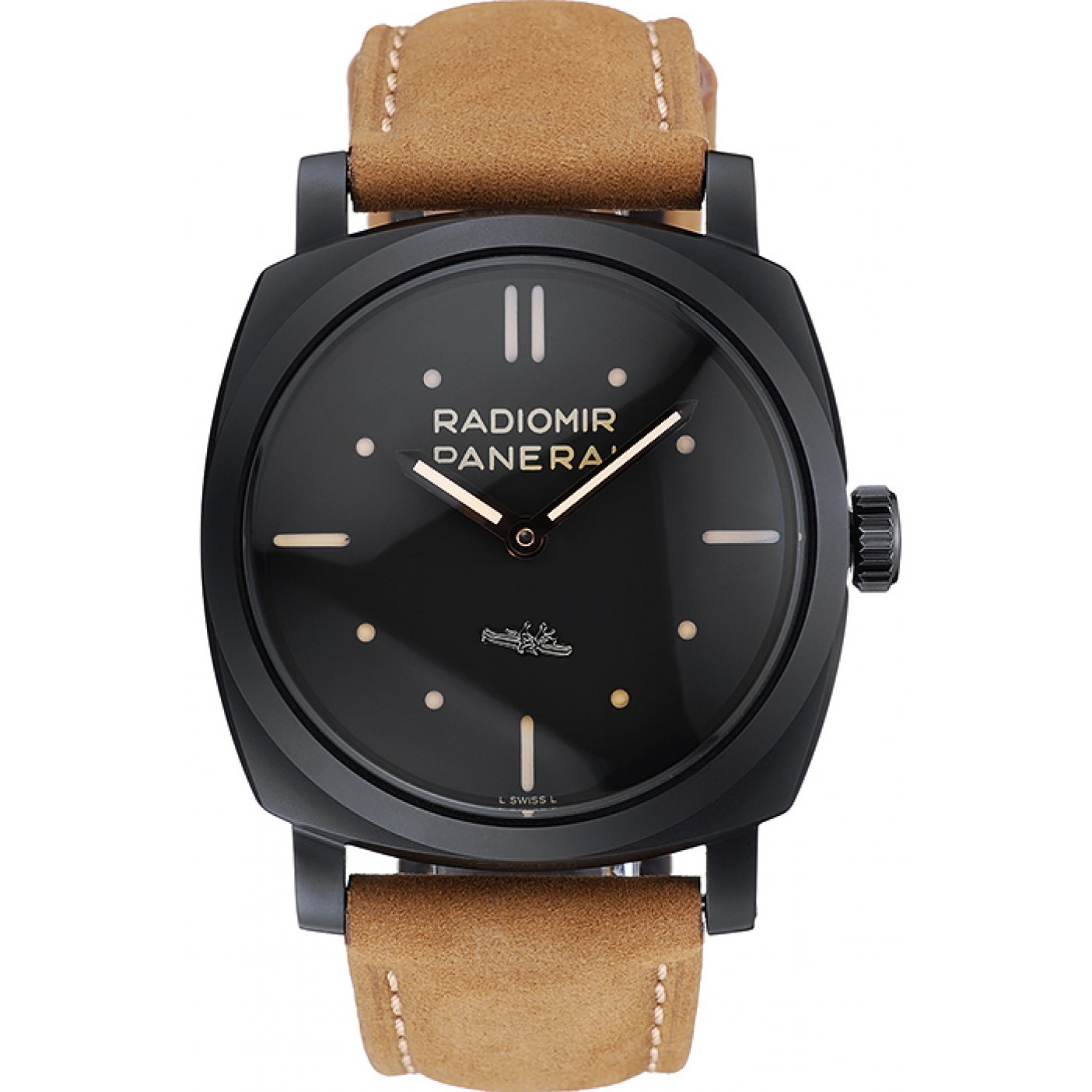 MiroTime Panerai Radiomir 1940 3 Days Ceramica Black Dial Brown Leather Bracelet 1454229