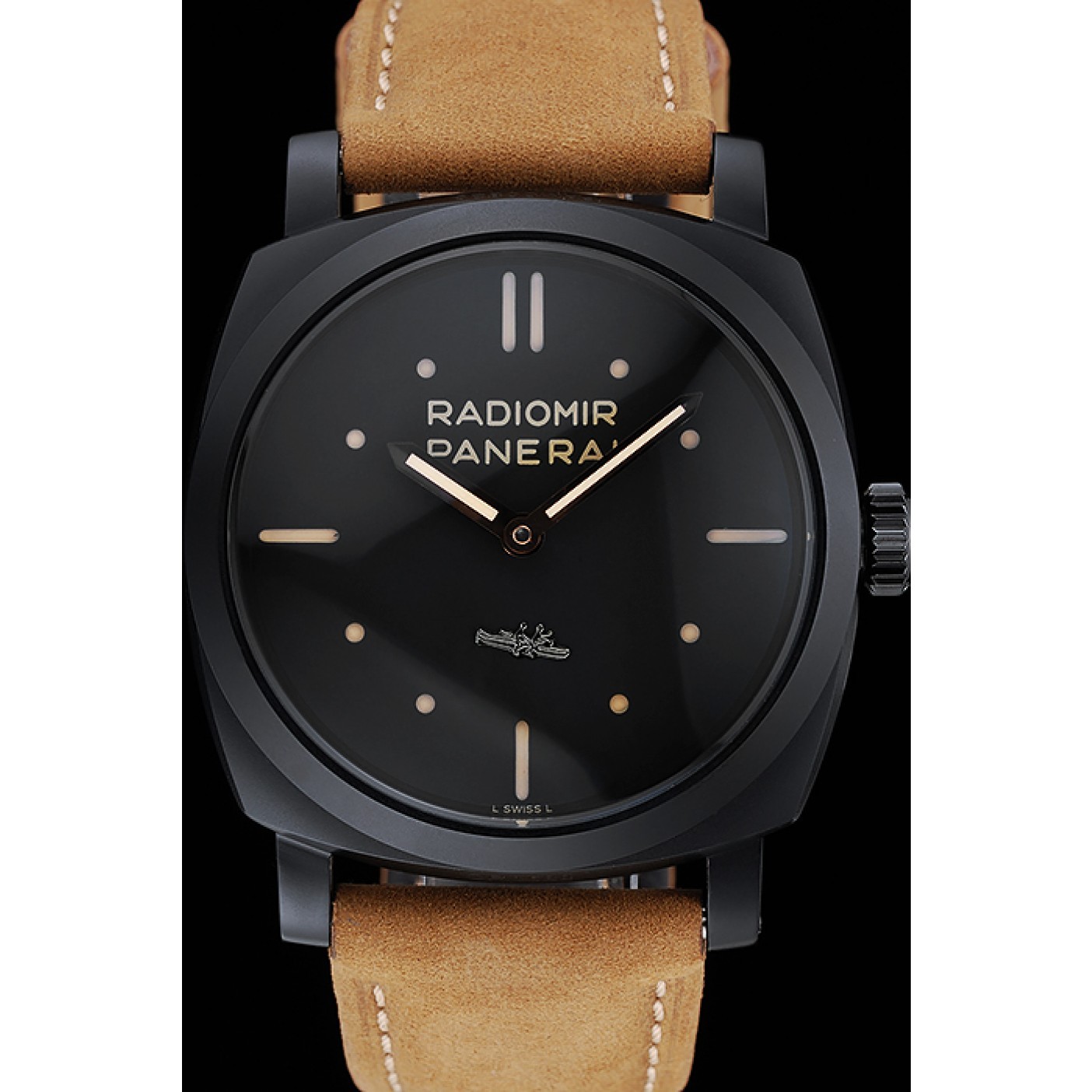 MiroTime Panerai Radiomir 1940 3 Days Ceramica Black Dial Brown Leather Bracelet 1454229