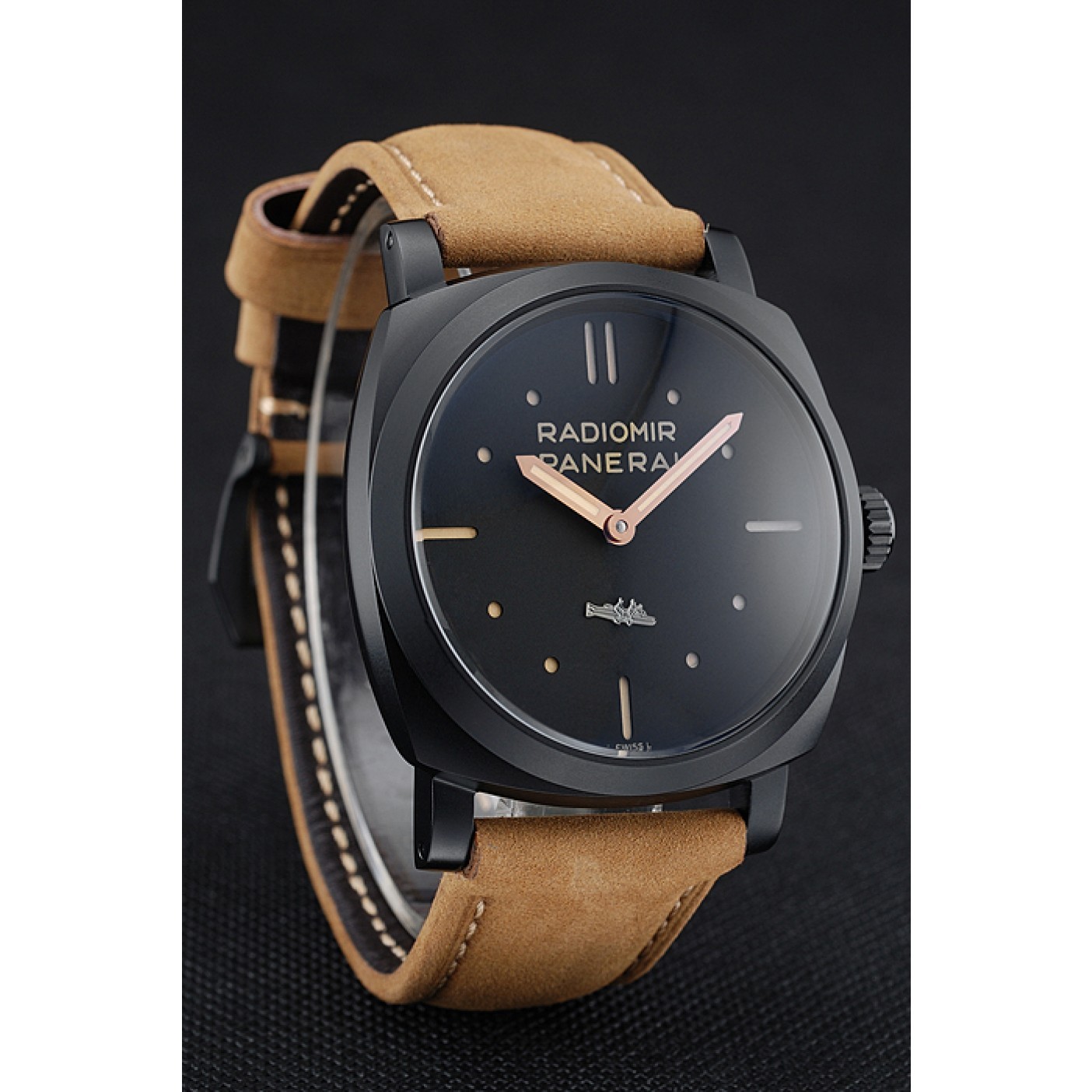 MiroTime Panerai Radiomir 1940 3 Days Ceramica Black Dial Brown Leather Bracelet 1454229