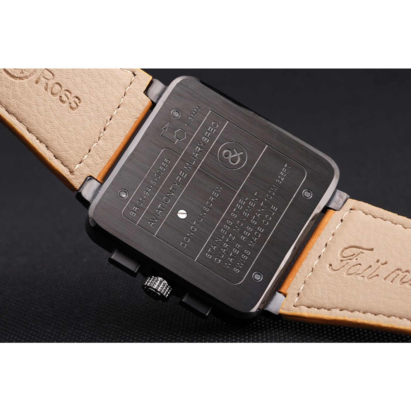 MiroTime Bell and Ross BR 03-94 Black Dial Black Case Beige Leather Strap