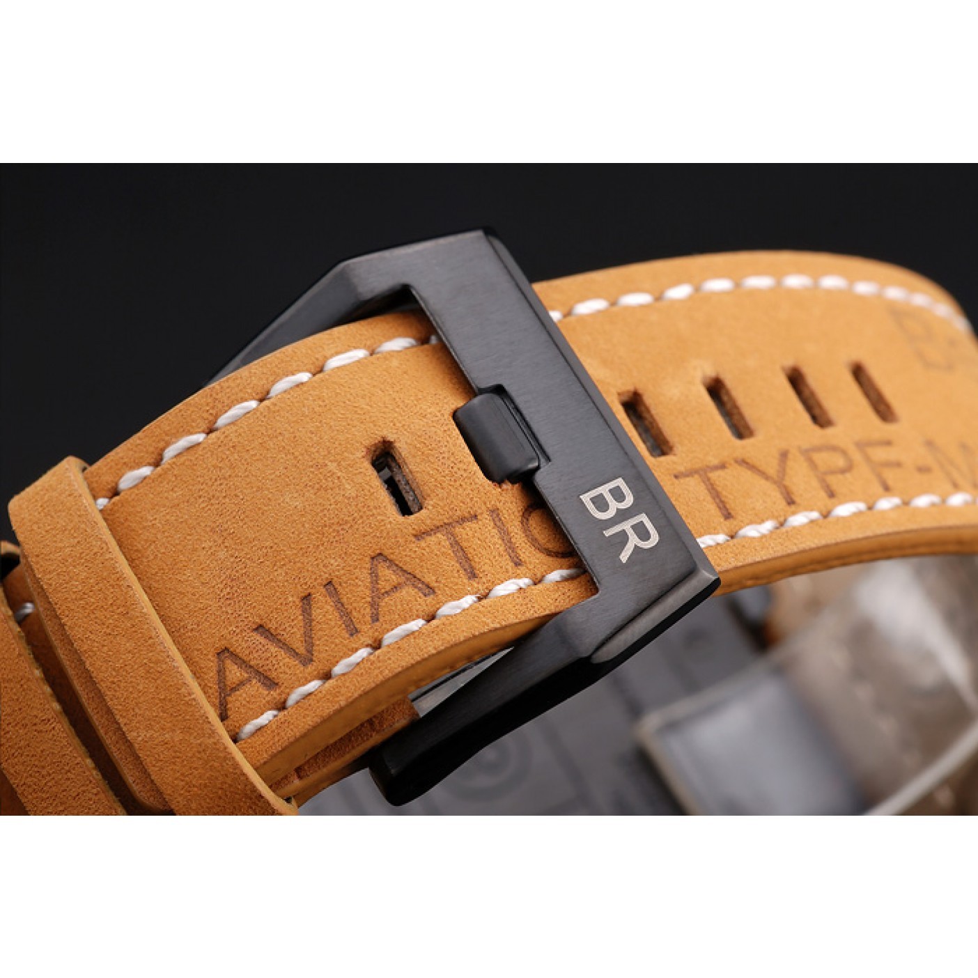 MiroTime Bell and Ross BR 03-94 Black Dial Black Case Beige Leather Strap