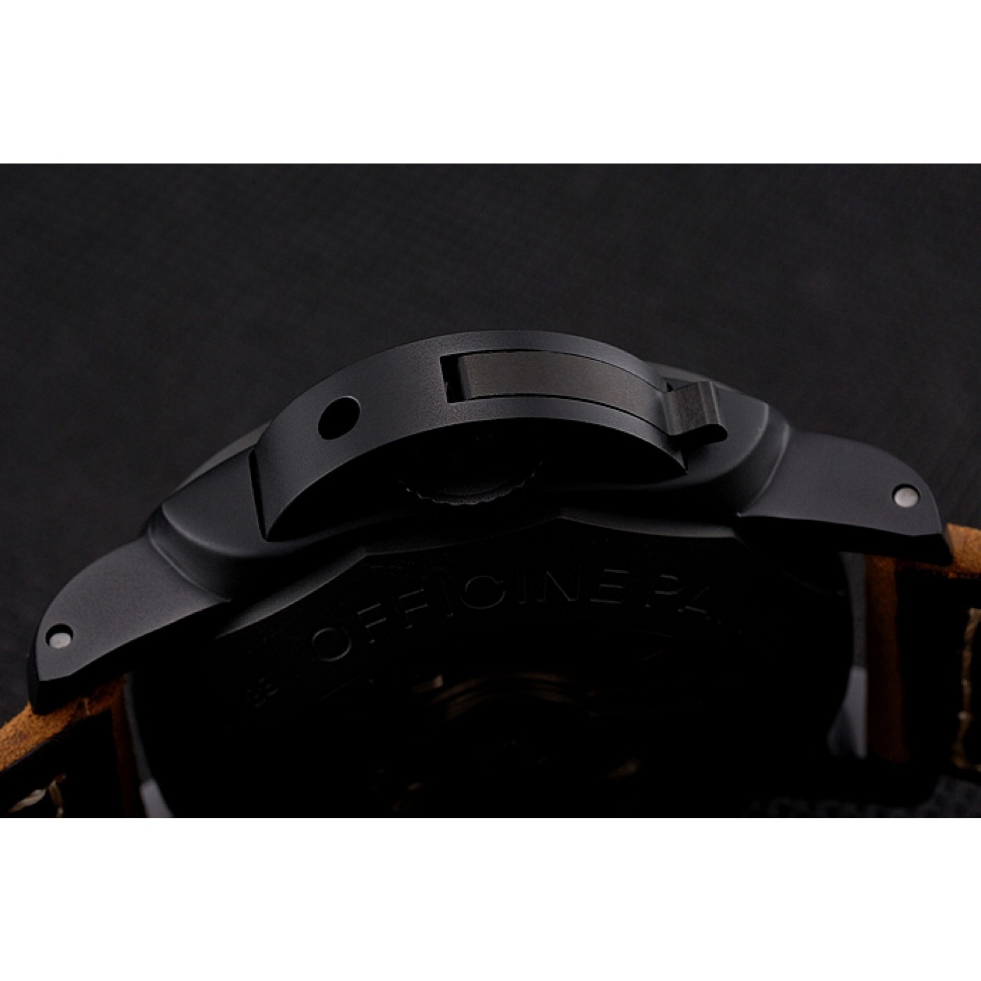 MiroTime Swiss Panerai Luminor GMT Carbotech Black Dial Black Case Brown Leather Strap