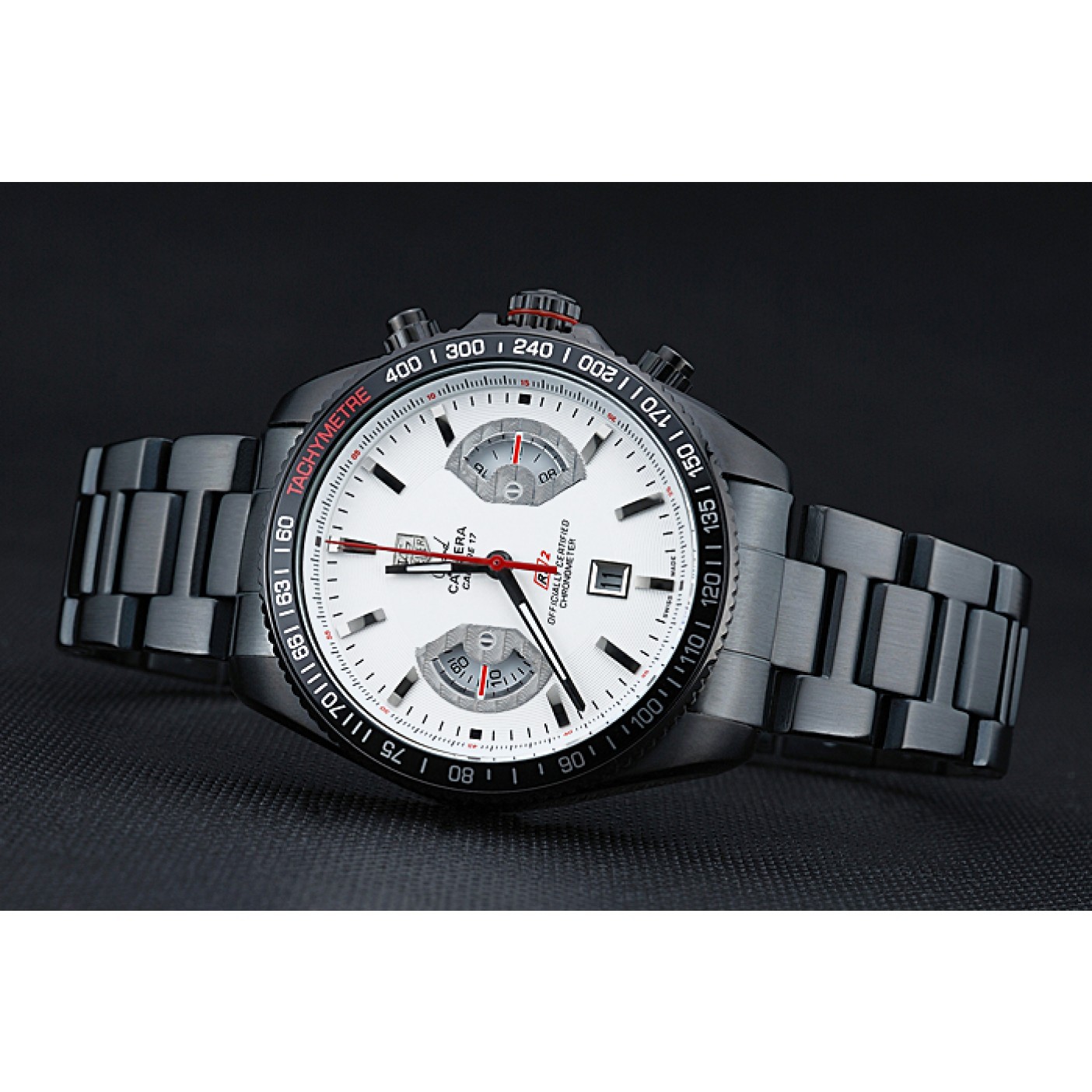 MiroTime Tag Heuer Carrera Black Stainless Steel Case White Dial 98241