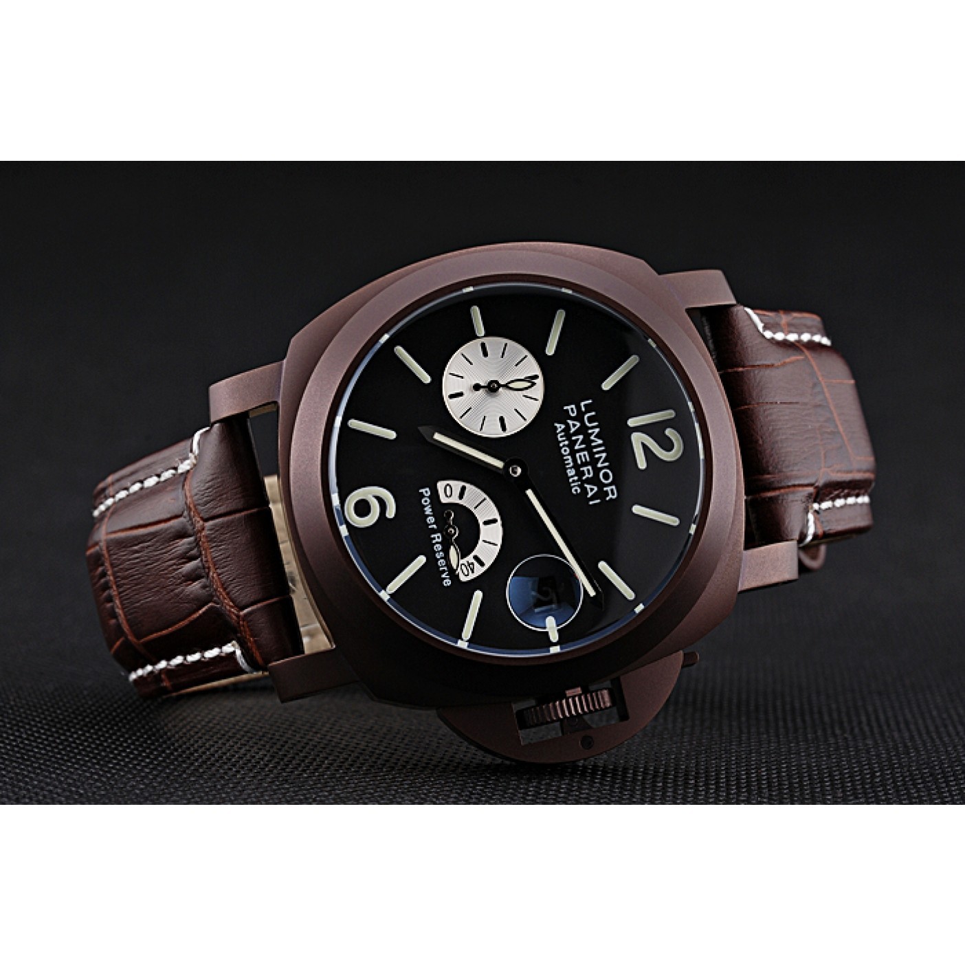 MiroTime Panerai Luminor Brown Leather Strap Black Dial 80163