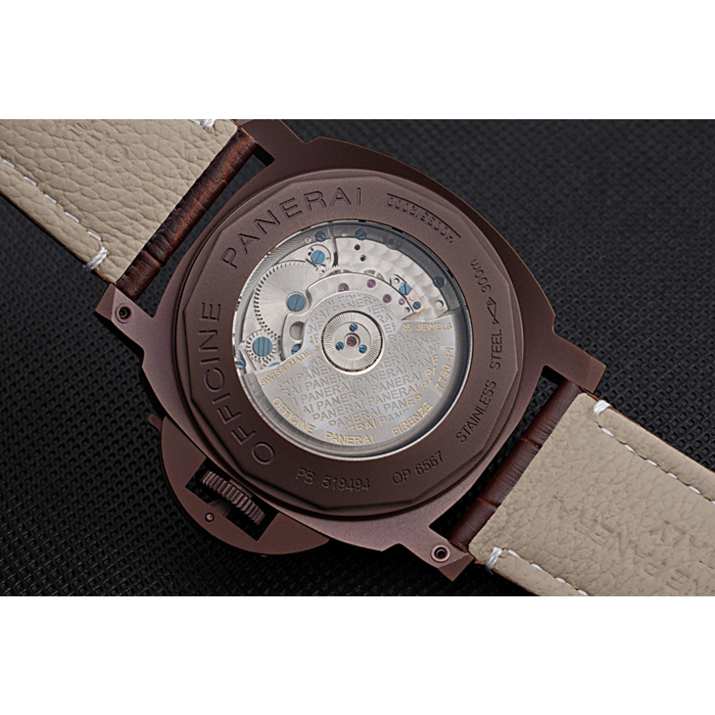 MiroTime Panerai Luminor Brown Leather Strap Black Dial 80163