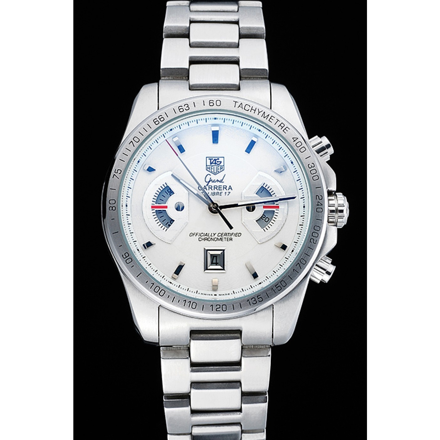 MiroTime Tag Heuer Grand Carrera Stainless Steel Bracelet White Dial 801437