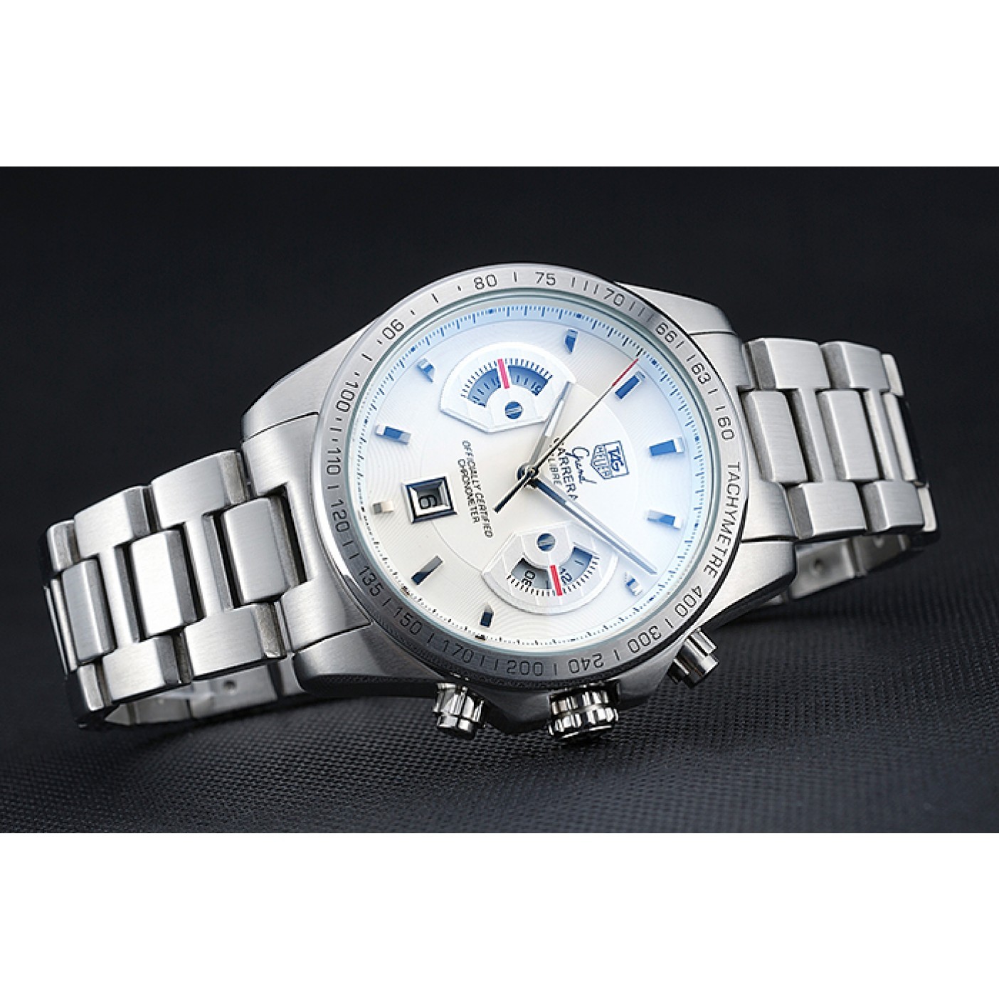 MiroTime Tag Heuer Grand Carrera Stainless Steel Bracelet White Dial 801437