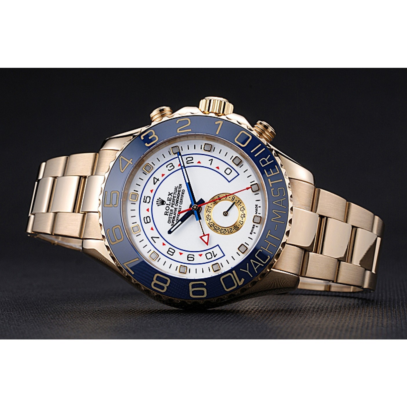 MiroTime Rolex Yachtmaster II White Dial Blue Bezel Gold Bracelet 622271