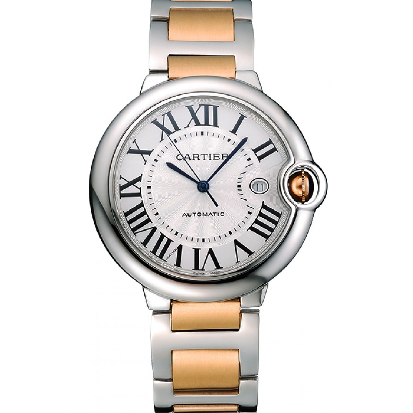 MiroTime Swiss Cartier Ballon Bleu 42mm Silver Dial Stainless Steel Case Two Tone Gold Bracelet 622877