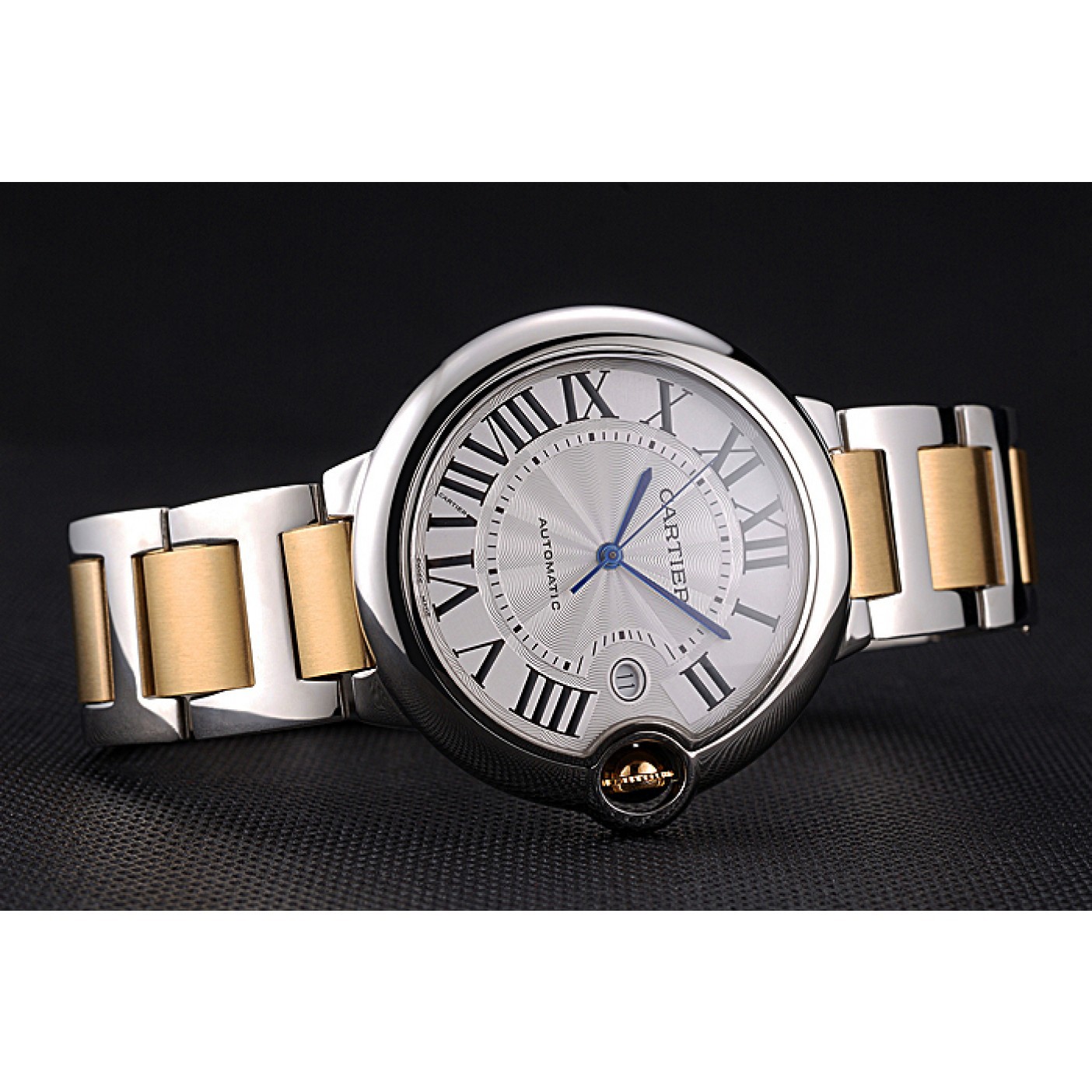 MiroTime Swiss Cartier Ballon Bleu 42mm Silver Dial Stainless Steel Case Two Tone Gold Bracelet 622877