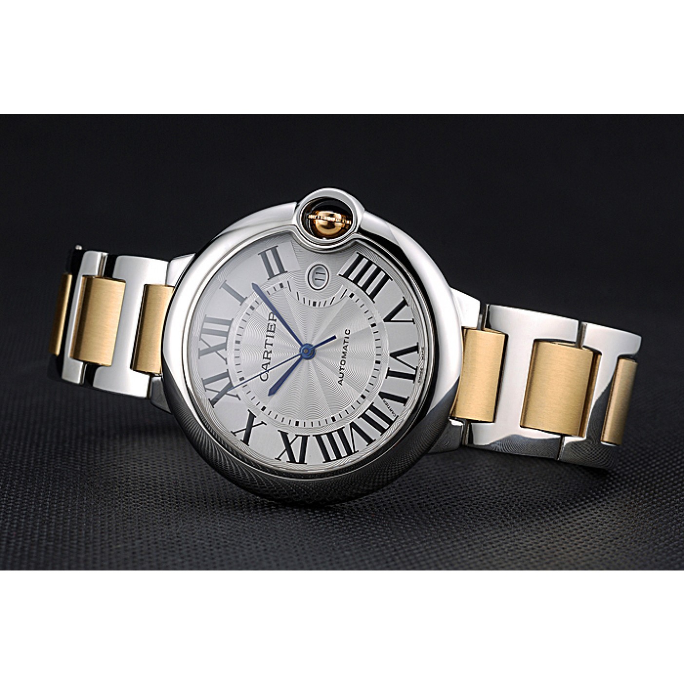 MiroTime Swiss Cartier Ballon Bleu 42mm Silver Dial Stainless Steel Case Two Tone Gold Bracelet 622877