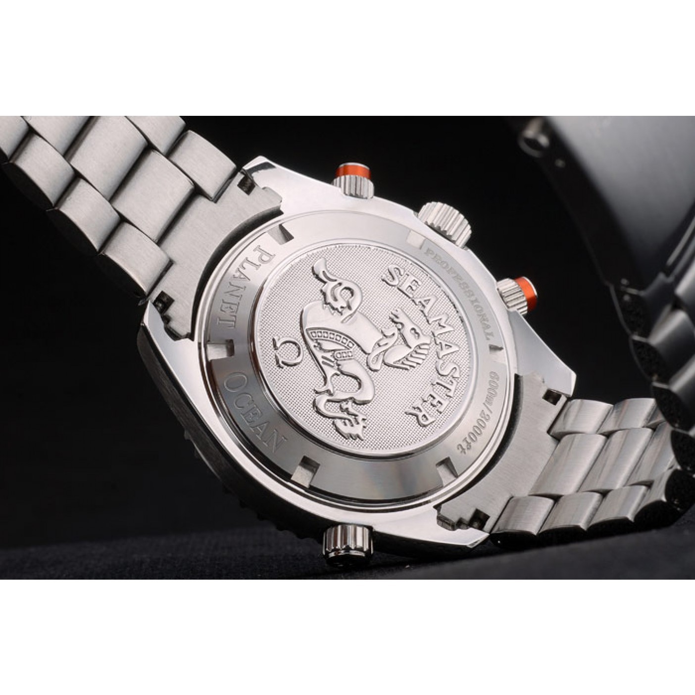 MiroTime Omega Seamaster Planet Ocean Orange Bezel Black Dial Stainless Steel Strap 80241