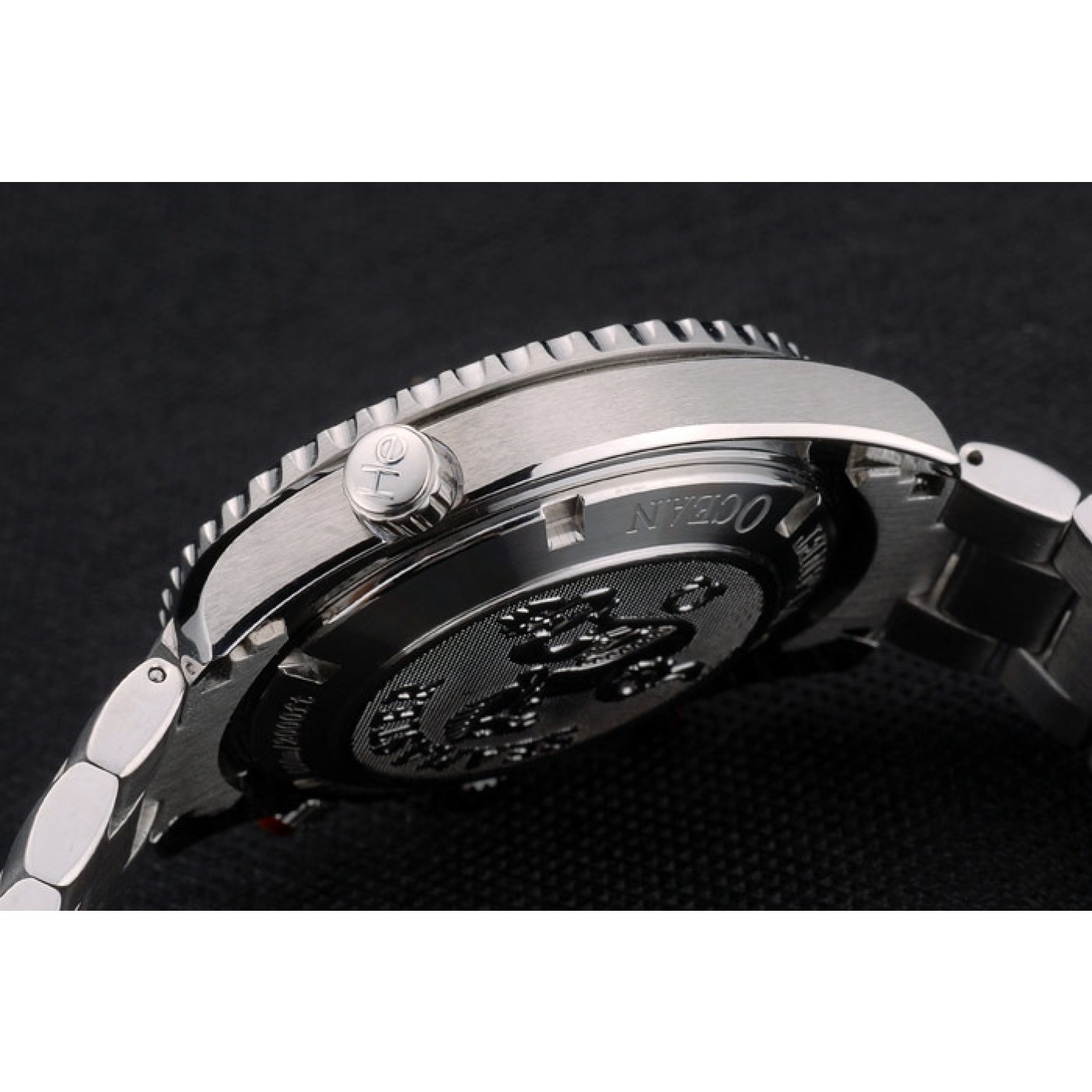 MiroTime Omega Seamaster Planet Ocean Orange Bezel Black Dial Stainless Steel Strap 80241