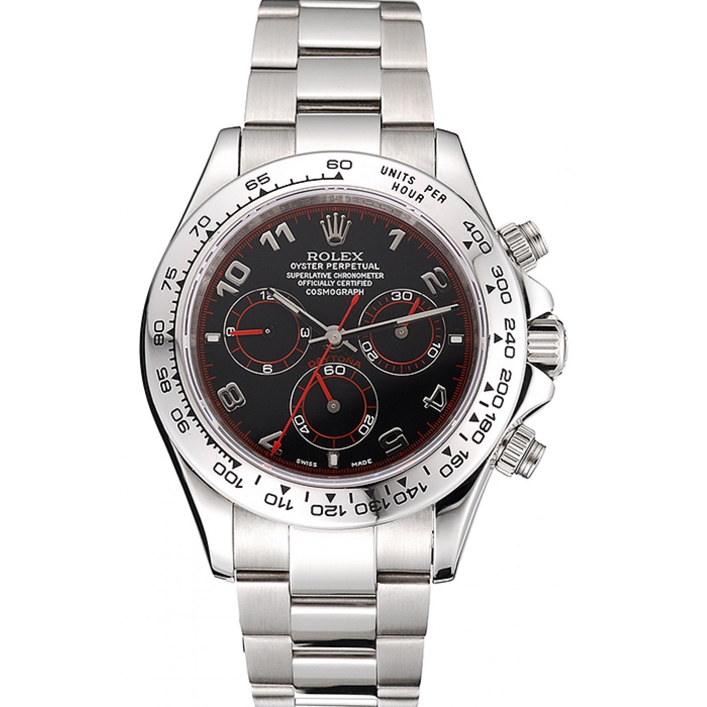 MiroTime Swiss Rolex Daytona Stainless Steel Bracelet Black Dial 80296
