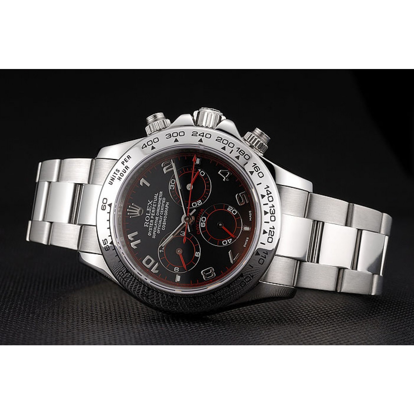 MiroTime Swiss Rolex Daytona Stainless Steel Bracelet Black Dial 80296