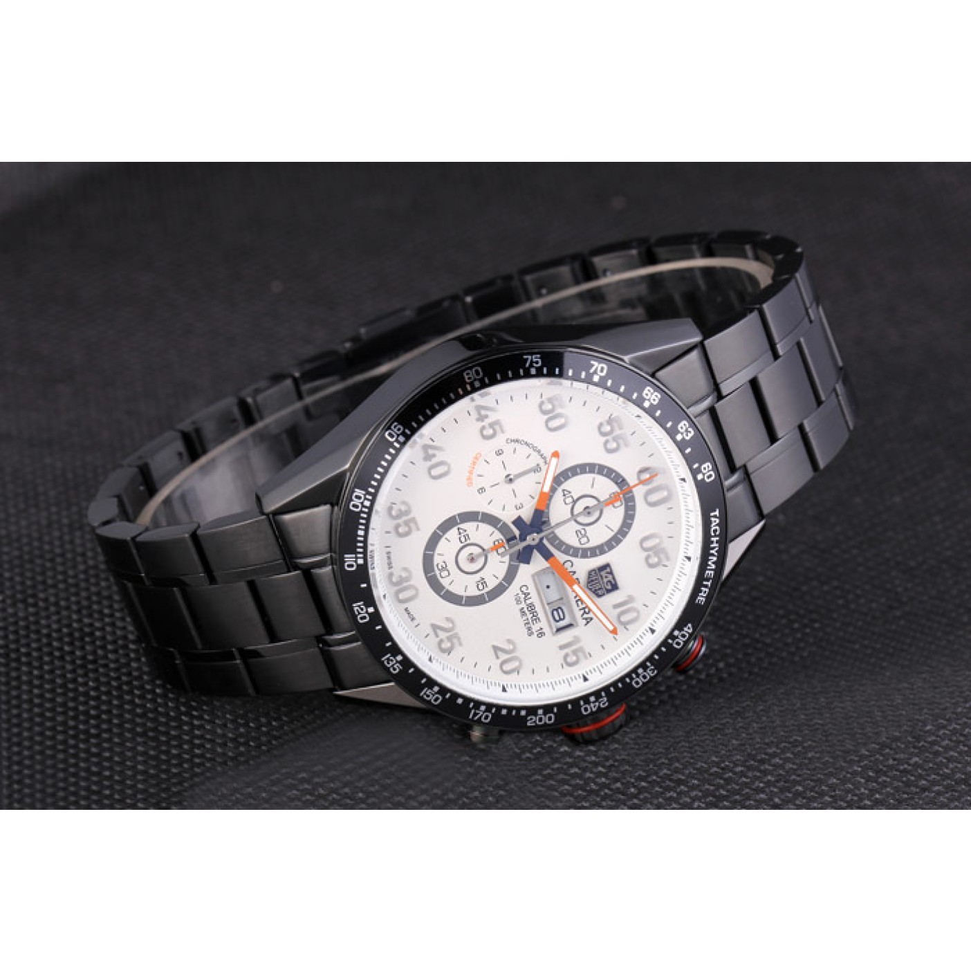 MiroTime Tag Heuer Carrera Ion Plated Stainless Steel Bracelet White Dial 801444