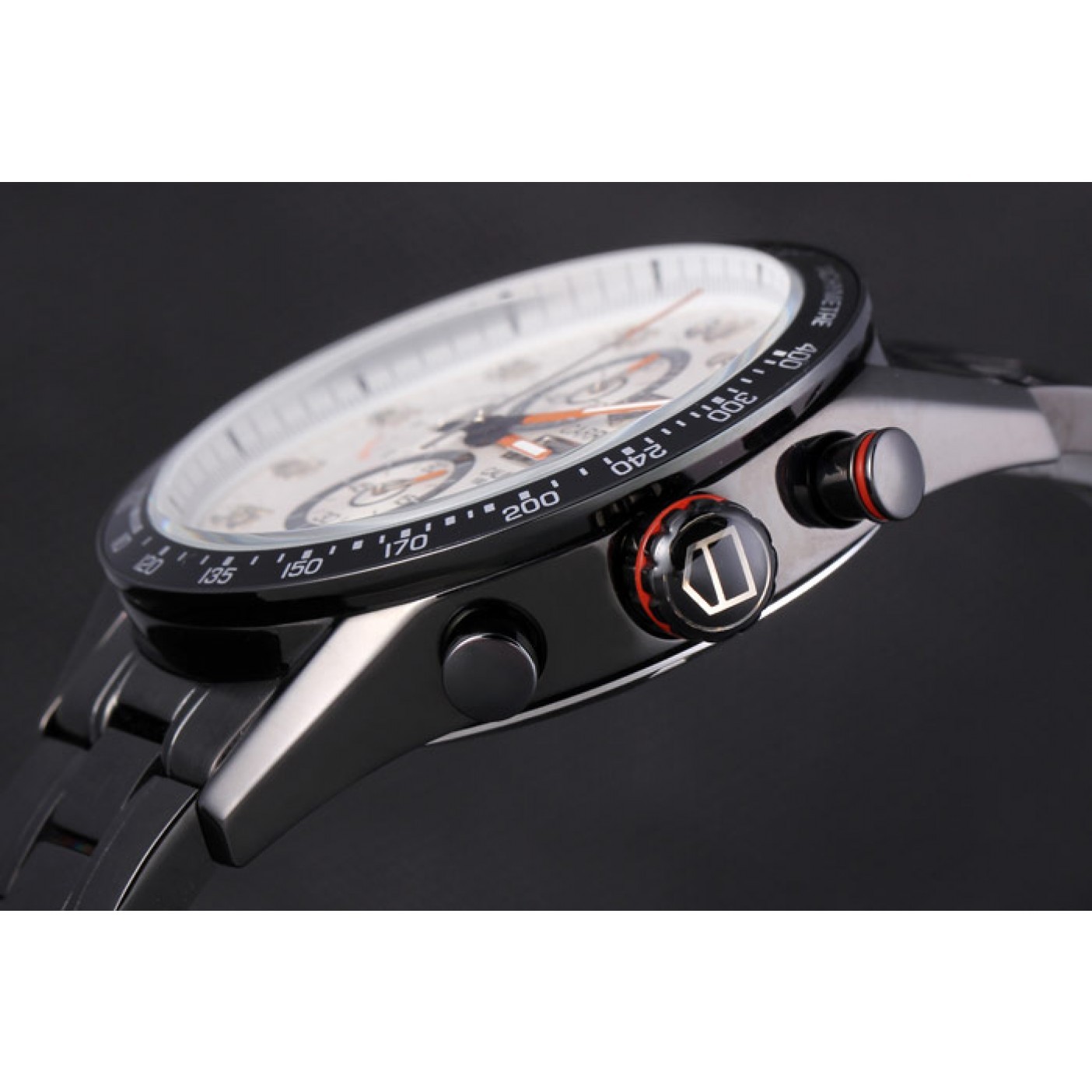 MiroTime Tag Heuer Carrera Ion Plated Stainless Steel Bracelet White Dial 801444