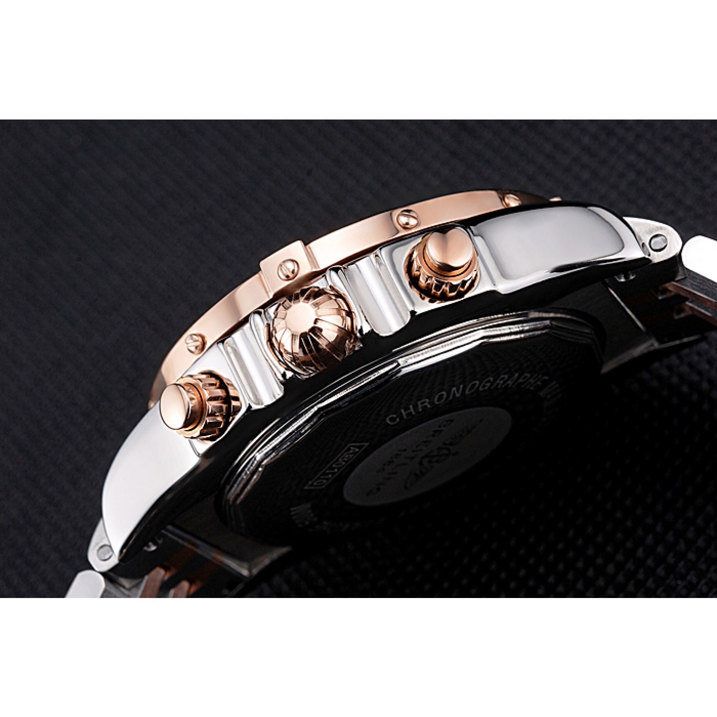 MiroTime Breitling Chronomat Blue Dial Rose Gold Bezel And Subdials Stainless Steel Case Two Tone Bracelet