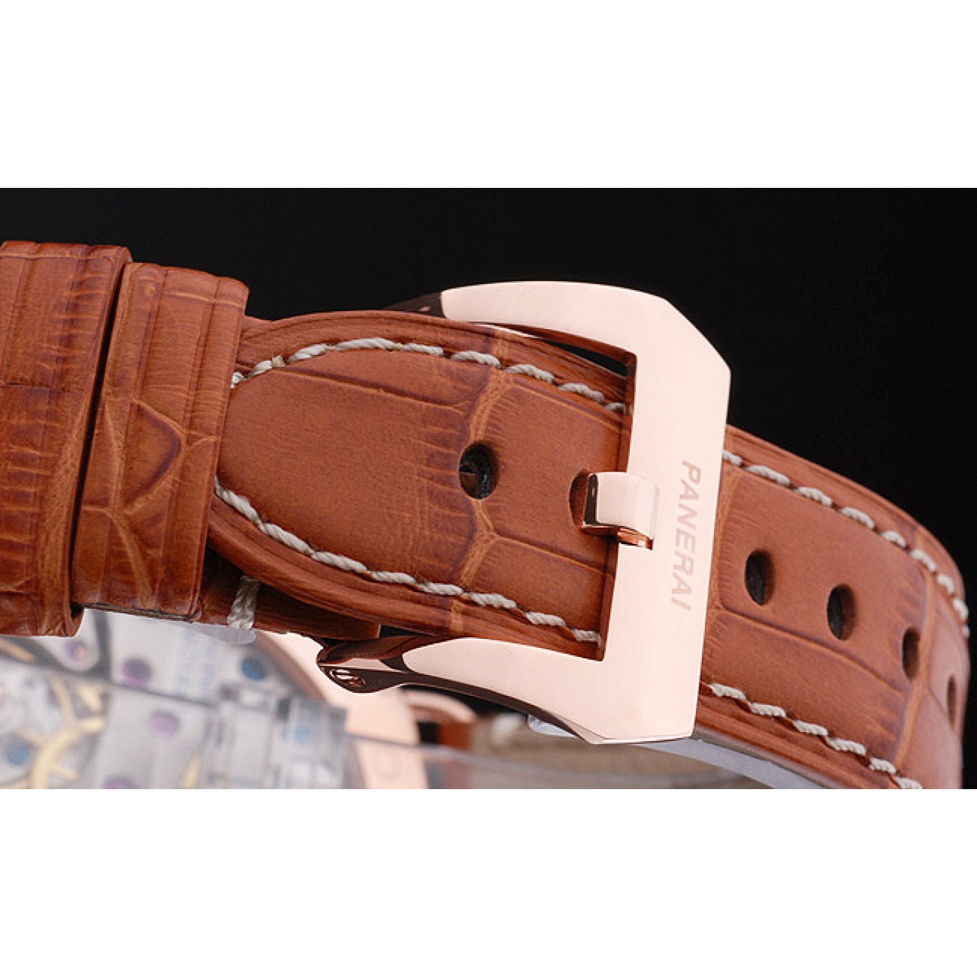 MiroTime Panerai Radiomir Black Seal Black Dial Rose Gold Case Brown Leather Bracelet