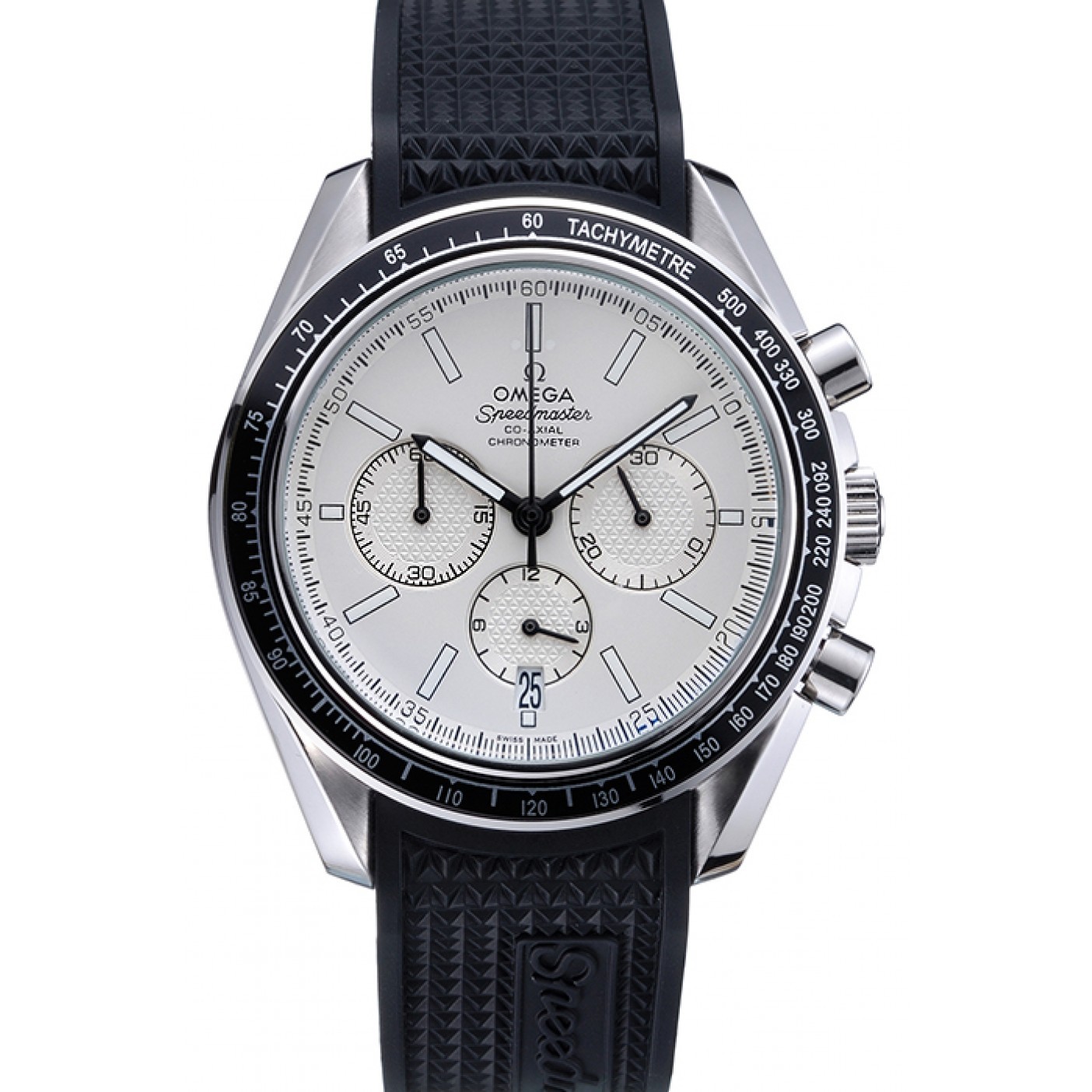 MiroTime Omega Speedmaster Black Rubber Strap White Dial 622040
