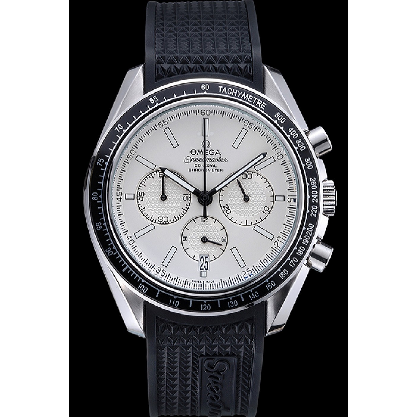 MiroTime Omega Speedmaster Black Rubber Strap White Dial 622040
