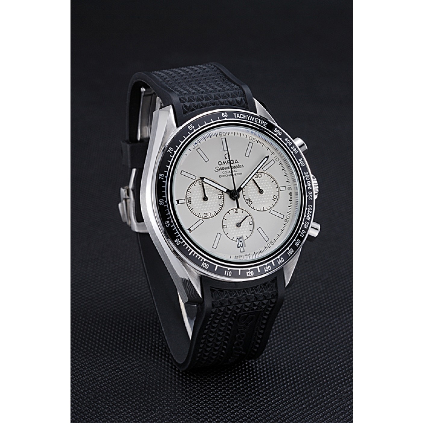 MiroTime Omega Speedmaster Black Rubber Strap White Dial 622040