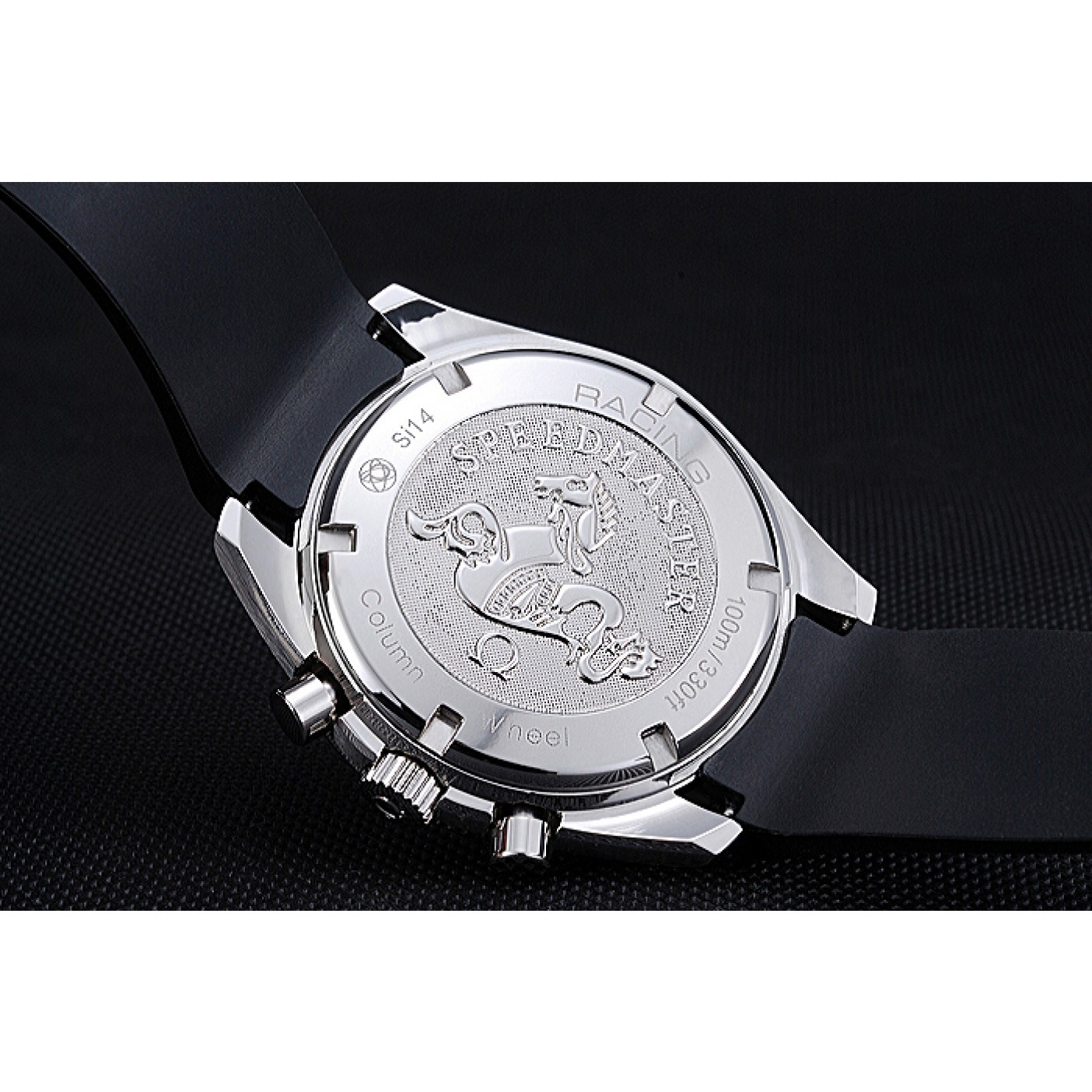 MiroTime Omega Speedmaster Black Rubber Strap White Dial 622040