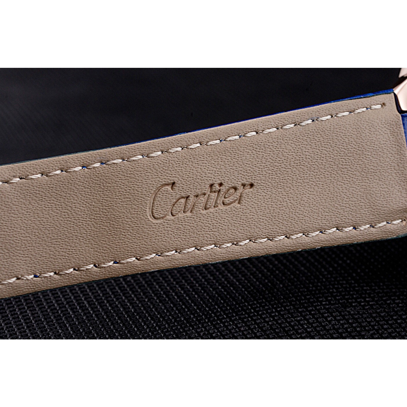 MiroTime Cartier Ballon Bleu Blue Dial Gold Case Blue Leather Strap
