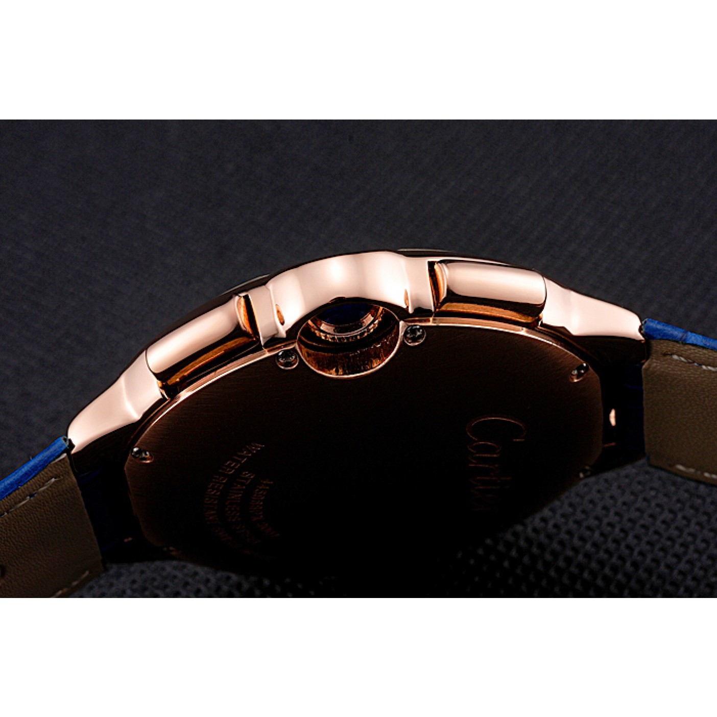 MiroTime Cartier Ballon Bleu Blue Dial Gold Case Blue Leather Strap